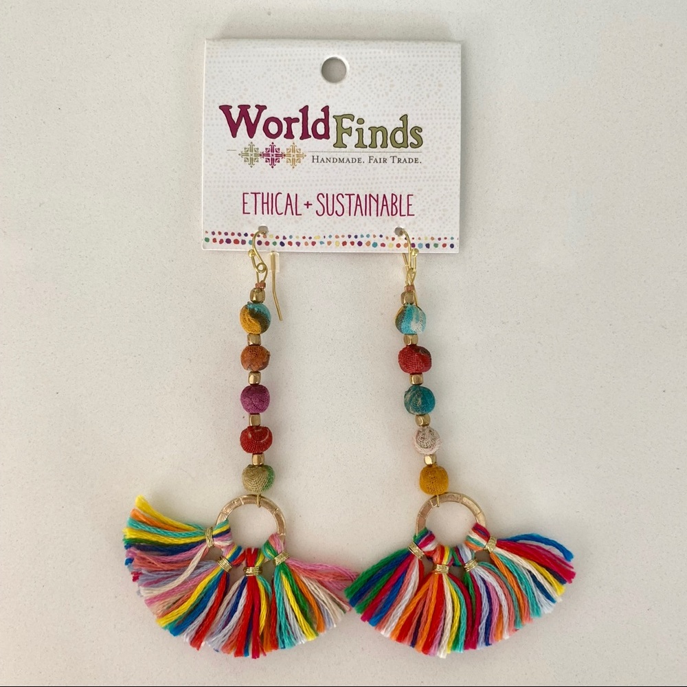 NWT World Finds Looped Lineal Fringe earrings